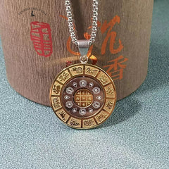 Triple-Spin 12 Zodiac Om Mani Padme Hum Necklace – Tibetan Buddhist Rotating Amulet for Blessings, Protection & Personal Destiny