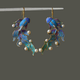 Fashionable Chinese-Style Enamel Tassel Koi fish Earrings – Auspicious Dangle Earrings for Luck, Grace & Feminine Energy