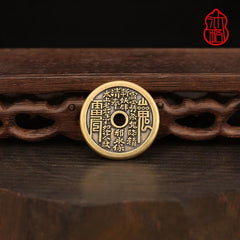 Vajra Knot Shan Gui Amulet Keychain – Buddhist-Taoist Mountain Ghost Coin for Car Protection & Spiritual Shielding