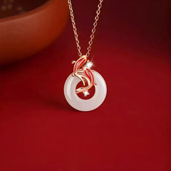 Koi Fish Peace Pendant Necklace – Handcrafted Jade or Crystal Amulet for Luck, Protection & Harmony