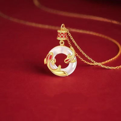 Versatile Koi fish Peace Button Necklace – Minimalist Feng Shui Pendant for Daily Luck, Protection & Harmony