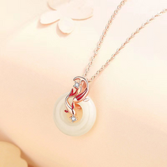 Koi Fish Peace Pendant Necklace – Handcrafted Jade or Crystal Amulet for Luck, Protection & Harmony