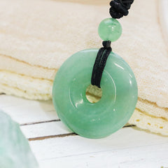 Lucky Coin Pendant Healing Crystal Gemstone Necklace