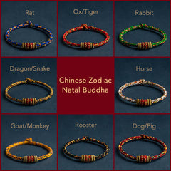 Tibetisches handgefertigtes chinesisches Sternzeichen-Natal-Buddha-Glücks-Stärke-geflochtenes Schnur-Armband