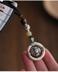 Spinning Six Sacred Mantra Bead Car Keychain - Lucky Charm & Protector