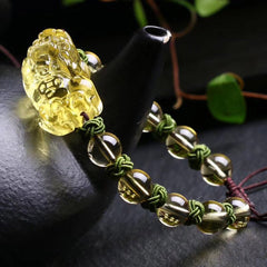 Natürliches Citrin-Pixiu-Armband zum Schutz des Reichtums