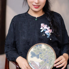 Handmade Pink Iris Vine Silk Hairpin | Exquisite Brooch Pin for Charming Oriental Style