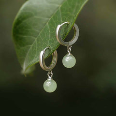 Round Jade Bead Prosperity Earrings