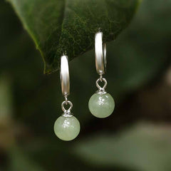 Round Jade Bead Prosperity Earrings