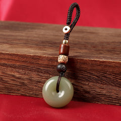 Porte-clés Feng Shui Ping An Kou - Porte-bonheur en agate pour voiture et clés