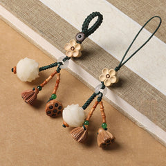 Lotus- und Bodhi-Auto-Schlüsselanhänger & Handy-Anhänger – Spirituelle Eleganz