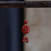 Vermilion Cinnabar Chinese Style Phone Charm Good Luck & Fortune