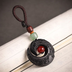 Fengshui Good Luck Handcrafted Ebony Keychain