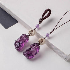 Amethyst Piyao Keychain for Wealth & Safety Car/Phone Charm