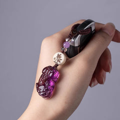 Amethyst Piyao Keychain for Wealth & Safety Car/Phone Charm