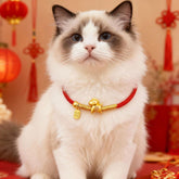 2026 Year of the Horse Lucky Pet Necklace, Red Braided Rope with Gold Plated Charm, Cat/Dog Collar