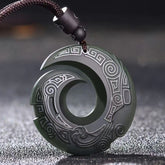 Das Glück verbessert das Design des Musters Hetian Cyan Jade Peace Buckle Luck Halskettenanhänger