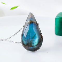 Labradorite Water Drop Support Healing Necklace Pendant