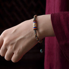 Adjustable Handwoven Tibetan Five-Color Knot Bracelet for Protection & Good Luck