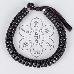 Tibetische Kokosnussschalenperlen mit der Gravur Om Mani Padme Hum Mantra Positive String Armband