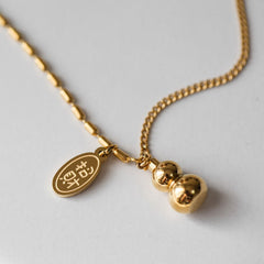 18k Gold Lucky Gourd Design Wealth Buckle Anklet