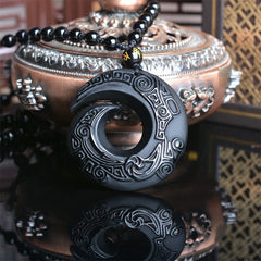 Natürlicher schwarzer Obsidian-Eis-Obsidian-Stärke-Halskettenanhänger