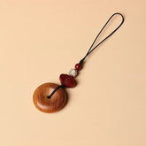 Natural Peach Wood Ping Buckle Creative Keychain Phone Charm Prosperity Luck Wealth