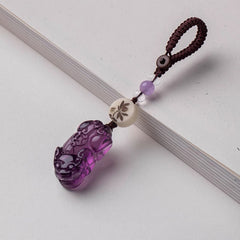Amethyst Piyao Keychain for Wealth & Safety Car/Phone Charm