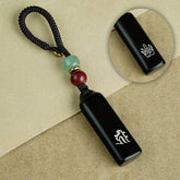 Ebony Sliver Inlaid The Eight Guardians Talisman Keychain