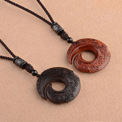 Small Leaf Red Sandalwood Ebony Wood One's Luck Improves Design Patern Protection Necklace Pendant