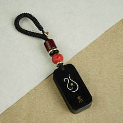 Taoist Five Elements Keychain: Ebony with Sterling Silver & Brass