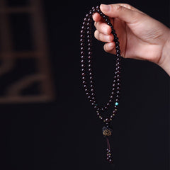 108 Mala Beads Tibetan Small Leaf Red Sandalwood Lotus Balance Bracelet