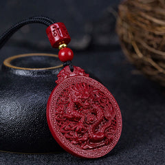 Dragon Natural Cinnabar Dragon Protection Necklace Pendant