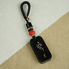 Taoist Five Elements Keychain: Ebony with Sterling Silver & Brass