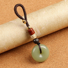 Porte-clés Feng Shui Ping An Kou - Porte-bonheur en agate pour voiture et clés