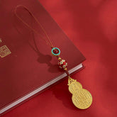 Gourd Keychain & Phone Charm in Antique Gold, Lucky Talisman for Good Fortune