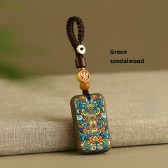 Painted Sandalwood Keychain: Chinese 'Peace' Talisman for Car Keys