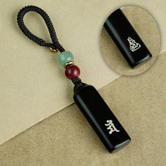Ebony Sliver Inlaid The Eight Guardians Talisman Keychain