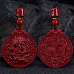 Dragon Natural Cinnabar Dragon Protection Necklace Pendant