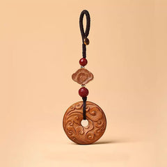 Kreativer Schlüsselanhänger mit Schnalle aus natürlichem Pfirsichholz – Symbol für Wohlstand, Glück und Reichtum