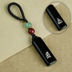 Ebony Sliver Inlaid The Eight Guardians Talisman Keychain