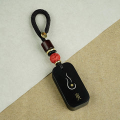 Taoist Five Elements Keychain: Ebony with Sterling Silver & Brass