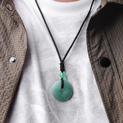 Lucky Coin Pendant Healing Crystal Gemstone Necklace