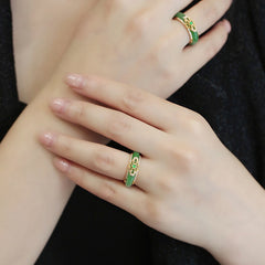 Jade Ring- Natural Green/White Hetian Jade