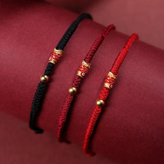 925 Sterling Silver Handmade Koi Fish Wealth Success Braided Rope Bracelet