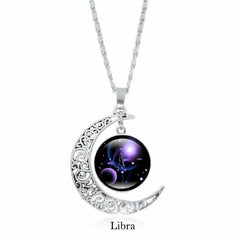 12 Constellations of the Zodiac Moon Protection Necklace Chain Pendant