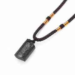 Black Tourmaline Necklace Crystal Pillar Pendant