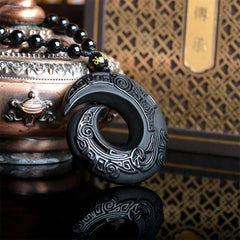 Natürlicher schwarzer Obsidian-Eis-Obsidian-Stärke-Halskettenanhänger