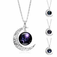 12 Constellations of the Zodiac Moon Protection Necklace Chain Pendant