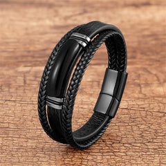 Naturstein Grüner Achat Power Mehrlagiges geflochtenes Lederarmband